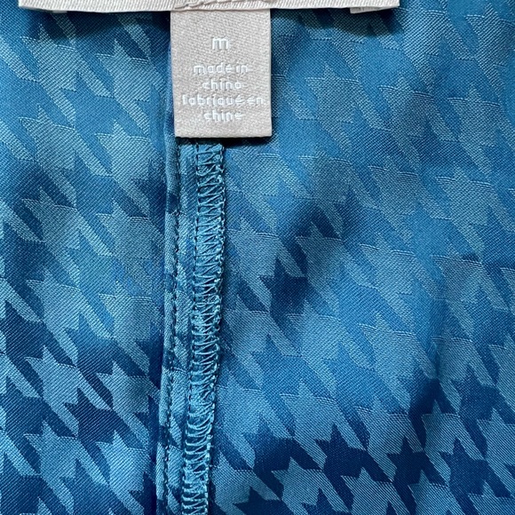 Chelsea28 sleeveless NWT Peplum Blue Houndstooth Top, Size M - Picture 4 of 5